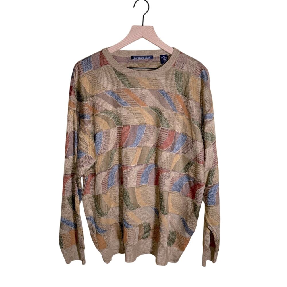 VNTG NORTHERN ISLES 80s pattern knit crewneck XL